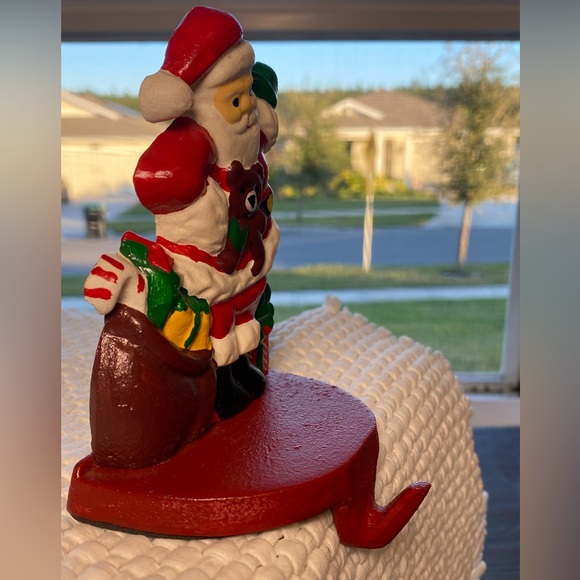 VTG 1990 Lillian Vernon Cast Iron Waving Santa Stocking Holder - Picture 3 of 7
